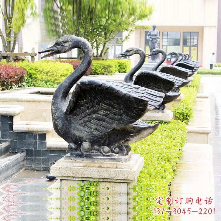 聊城天鹅铜雕喷水喷泉-纯铜铸造公园水渠水景动物雕塑