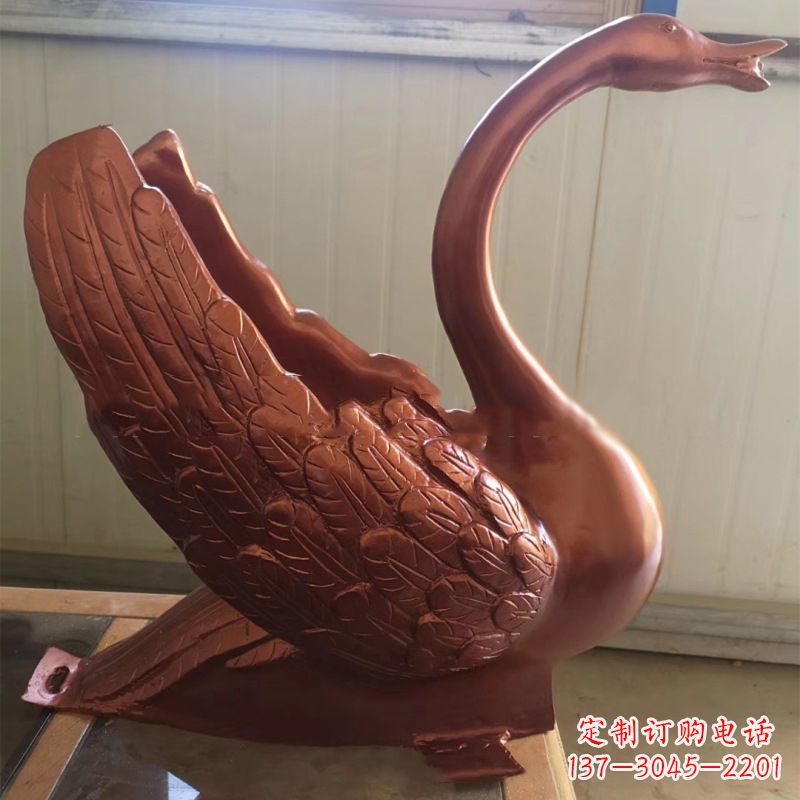 聊城天鹅铜雕塑,喷泉吐水天鹅装饰摆件