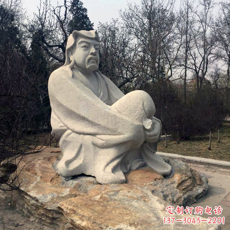 聊城田园诗派鼻祖陶渊明公园园林石雕坐像
