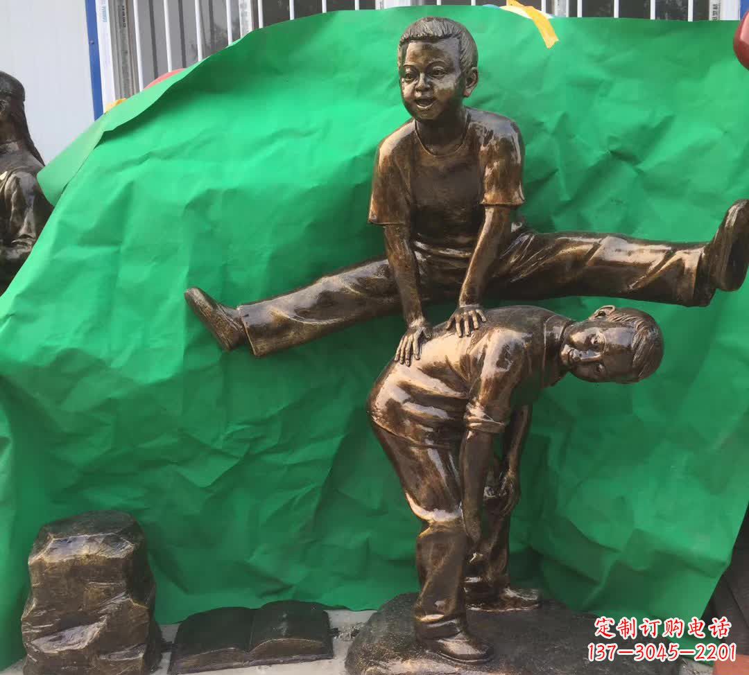 聊城跳马儿童铜雕