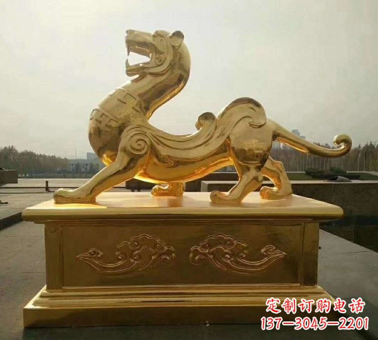 聊城贴金古代神兽青龙雕塑