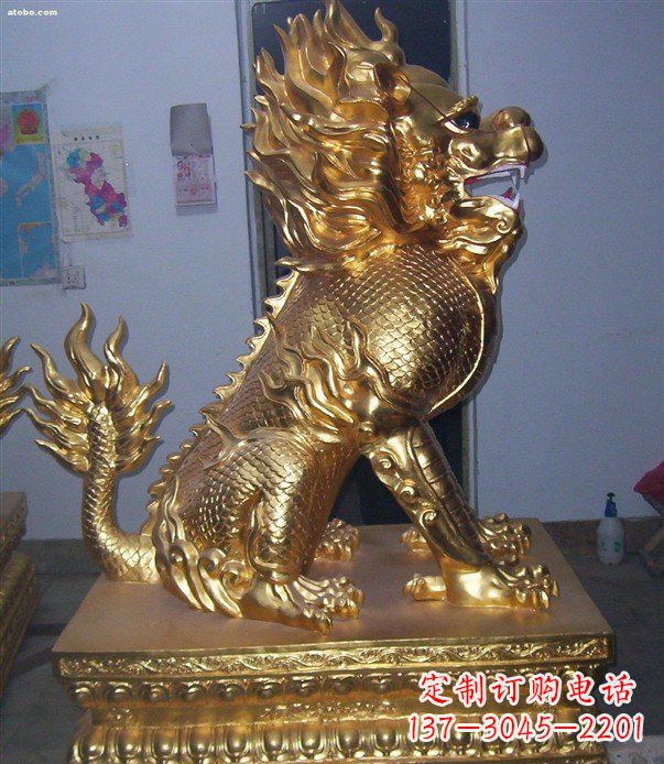 聊城贴金麒麟招财神兽铜雕