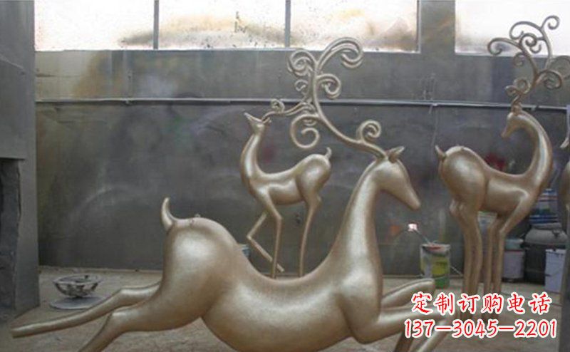 聊城铜雕抽象树枝梅花鹿雕塑