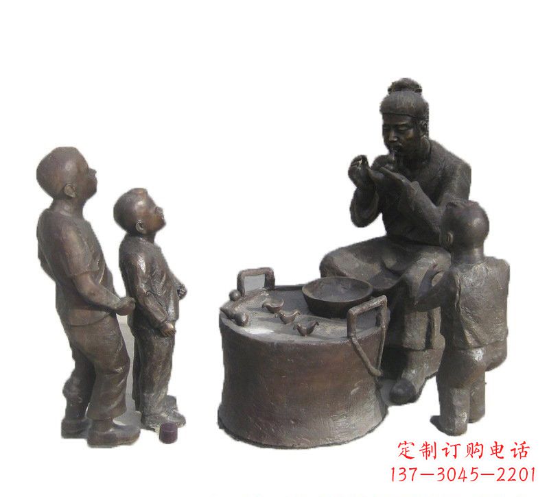 聊城铜雕吹糖人的古代人物