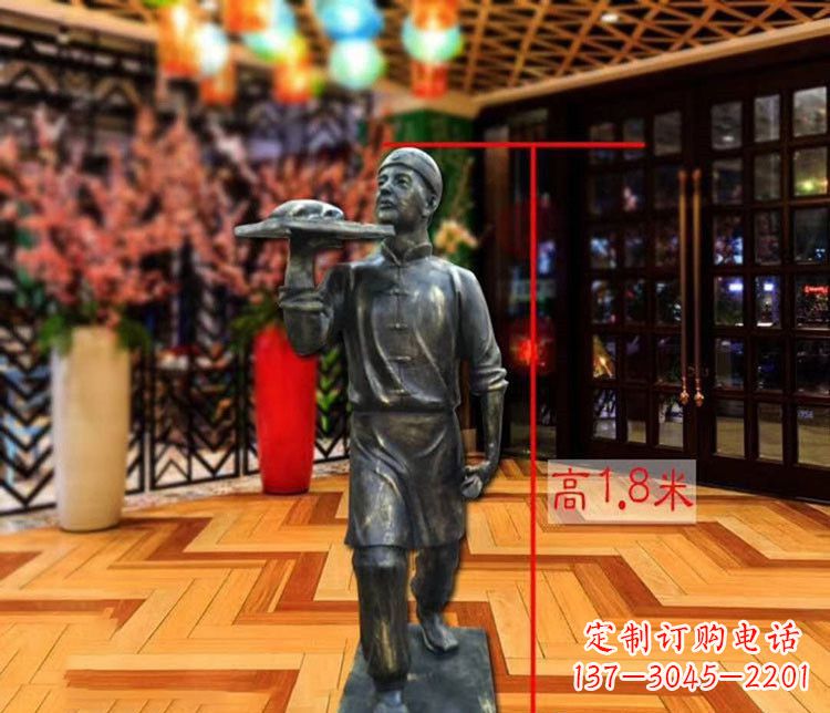 聊城铜雕店小二人物雕塑 (2)