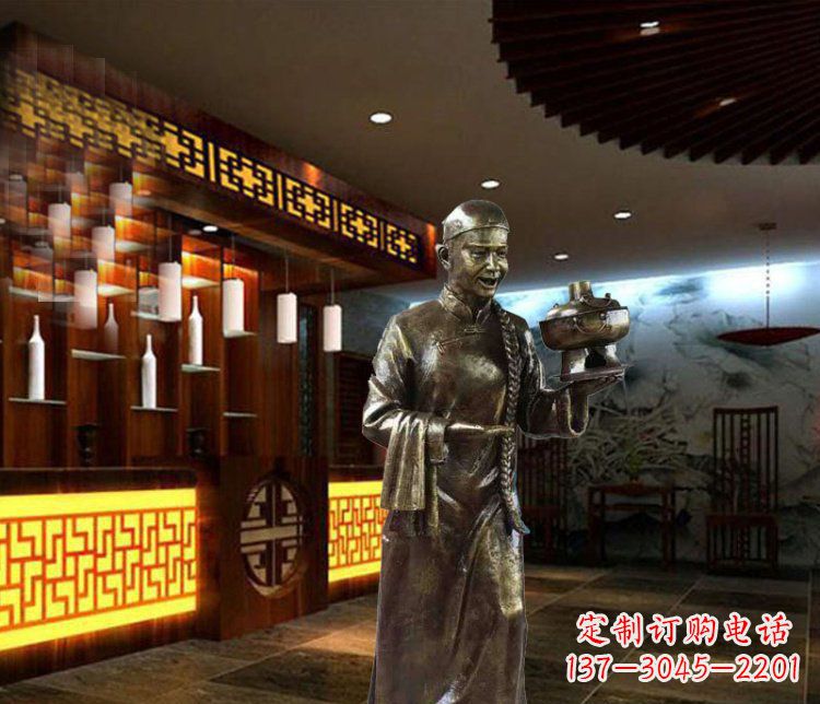 聊城铜雕店小二小品人物雕塑