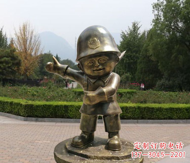 聊城铜雕儿童交通警察