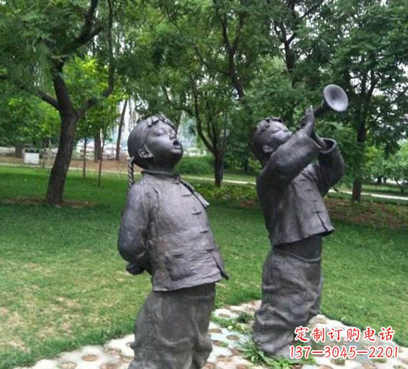 聊城铜雕儿童吹唢呐