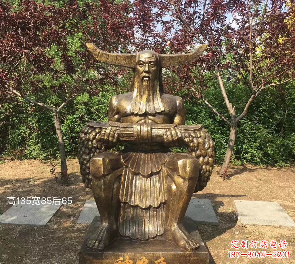 聊城铜雕古代神农氏人物雕塑
