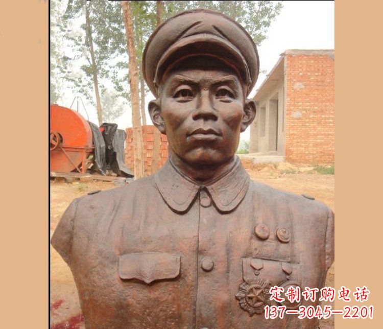 聊城铜雕广场军人胸像雕塑