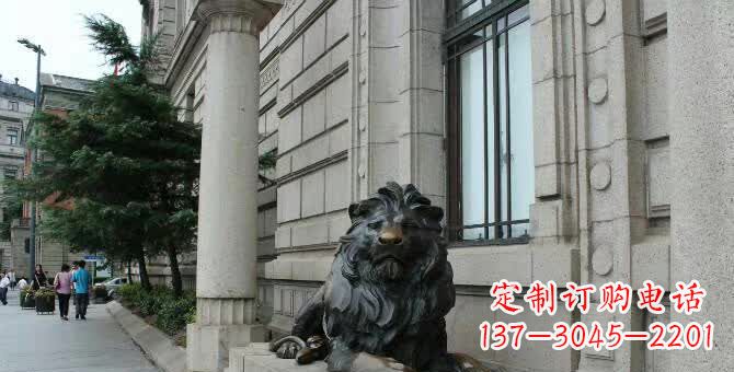 聊城铜雕跪姿狮子