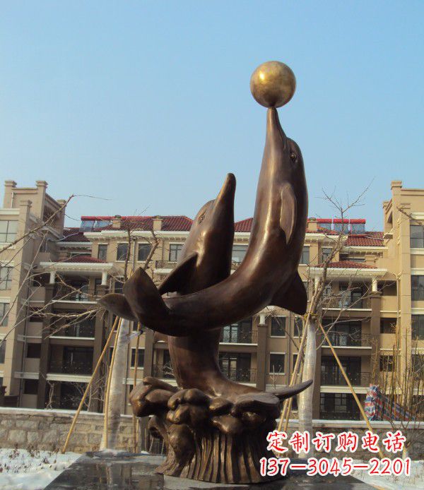 聊城铜雕海豚雕塑 (2)