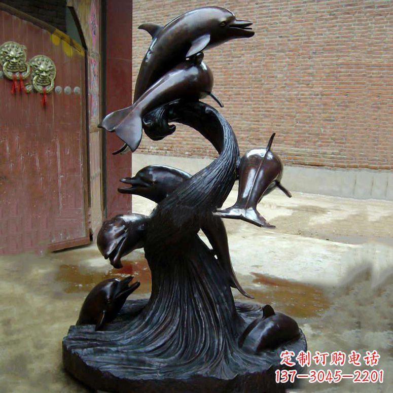 聊城铜雕海豚景观雕塑