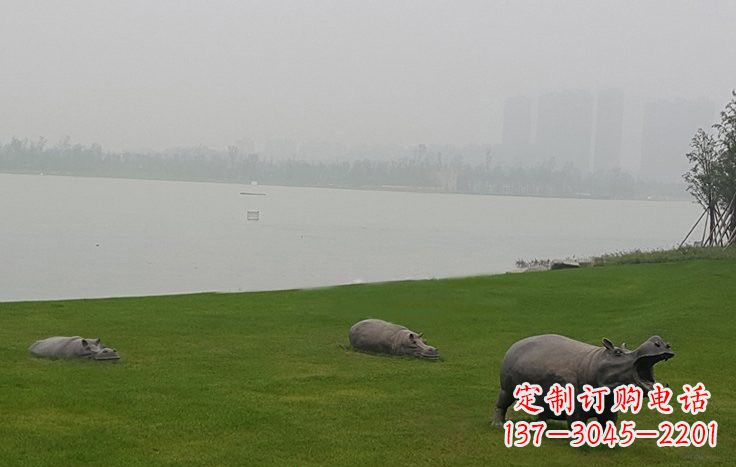 聊城铜雕河马公园动物雕塑