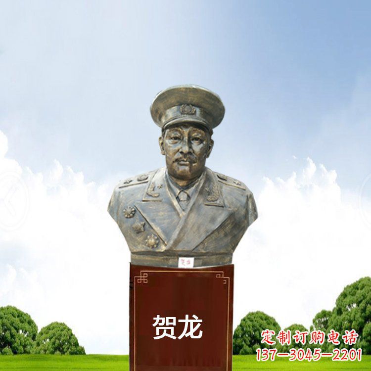 聊城铜雕贺龙头像