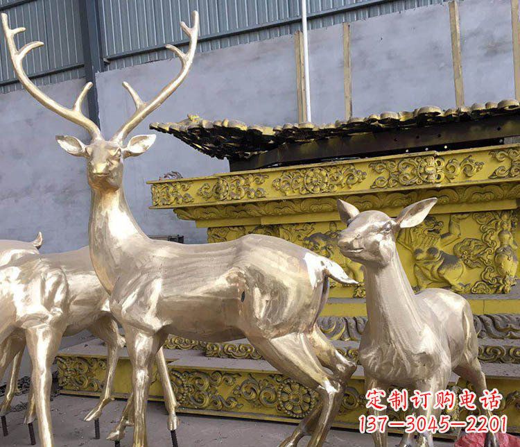 聊城铜雕户外动物小鹿雕塑