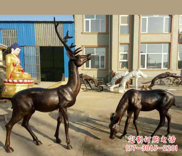聊城铜雕户外公园动物雕塑鹿摆件 (2)