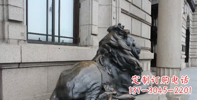 聊城铜雕汇丰卧姿狮子