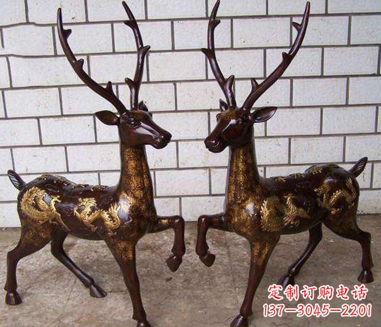 聊城铜雕吉祥复古梅花鹿雕塑摆件
