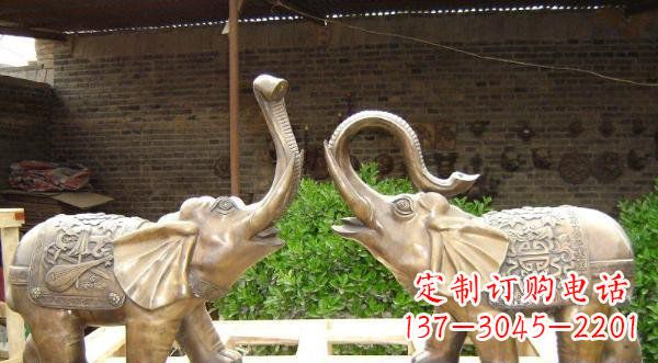 聊城铜雕吉祥小象公园动物雕塑