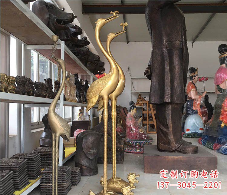 聊城铜雕金属仙鹤动物雕塑