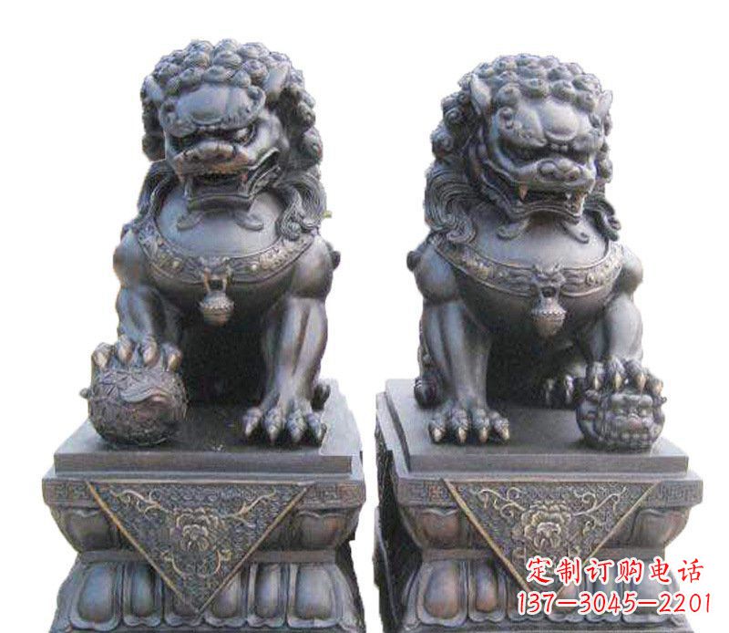 聊城铜雕酒店镇宅招财狮子摆件 (2)