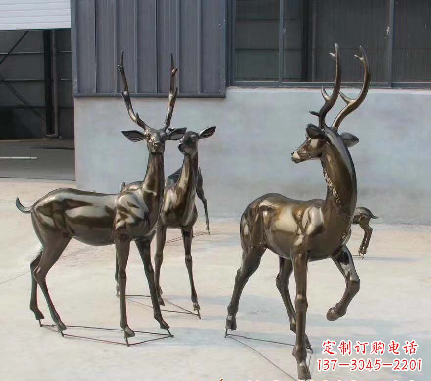 聊城铜雕鹿群雕塑