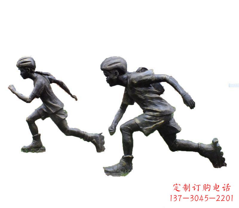 聊城铜雕民俗溜冰儿童摆件