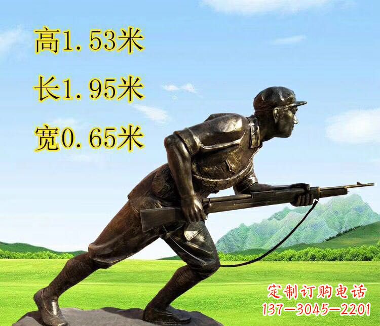 聊城铜雕拿枪战士雕塑