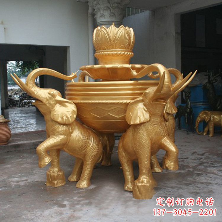 聊城铜雕喷水大象雕塑