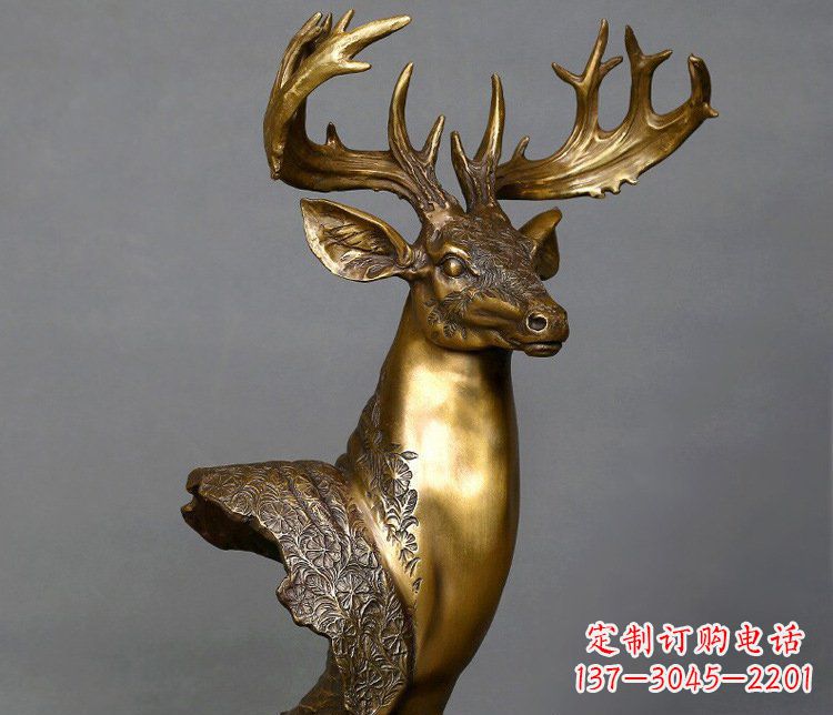 聊城铜雕如意铜鹿头摆件