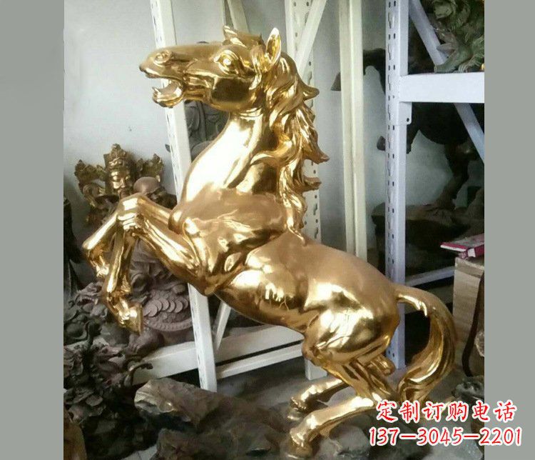 聊城铜雕商场招财动物马雕塑 (2)