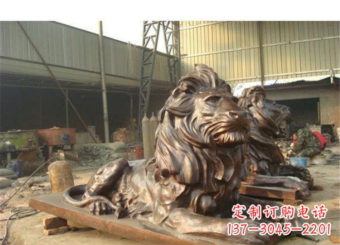聊城铜雕狮子公司门口雕塑