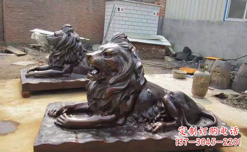 聊城铜雕狮子户外摆件镇宅动物雕塑