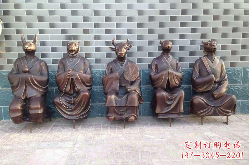 聊城铜雕兽首人身十二生肖雕塑