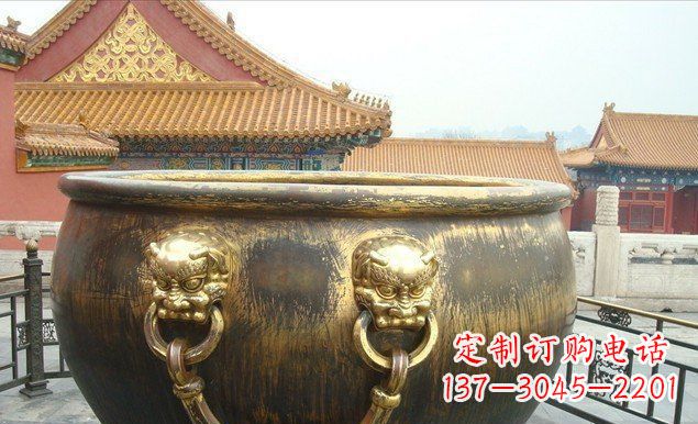 聊城铜雕水缸寺庙景观雕塑 (2)
