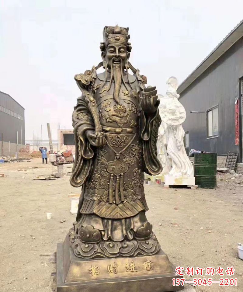 聊城铜雕寺庙财神雕塑