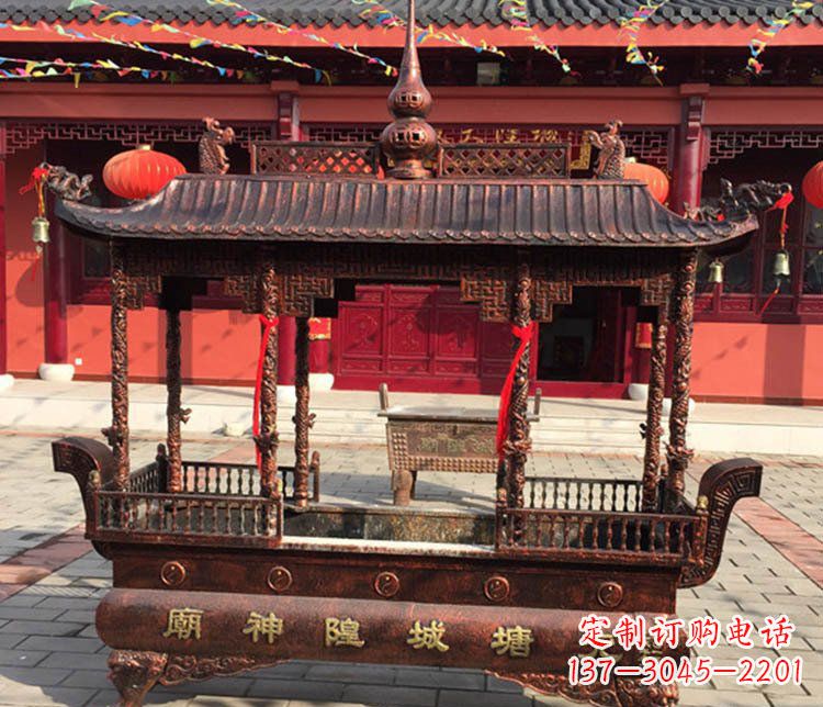 聊城铜雕寺庙佛光普照香炉雕塑摆件