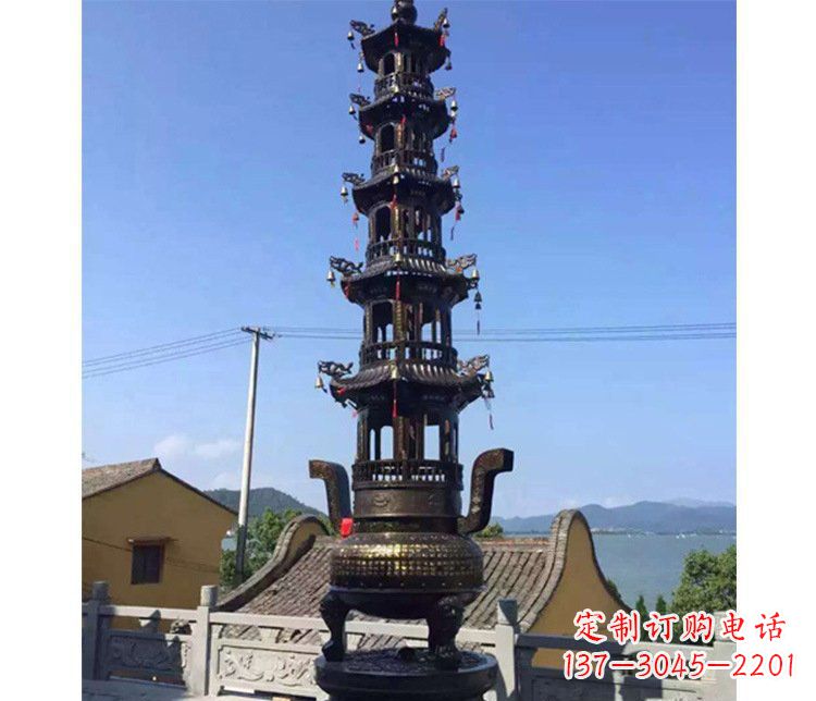 聊城铜雕寺庙大型多层香炉