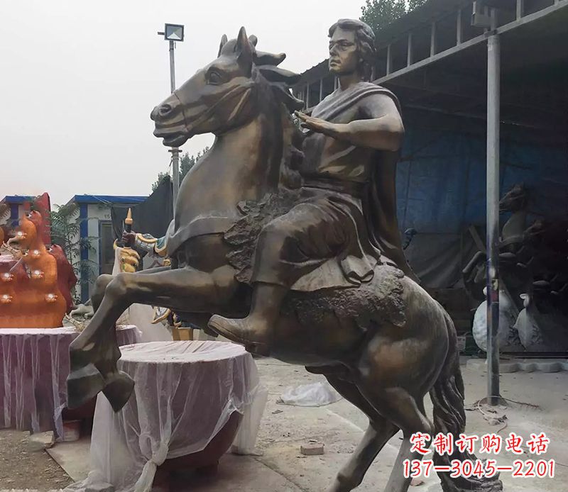 聊城铜雕现代骑马人物公园景观
