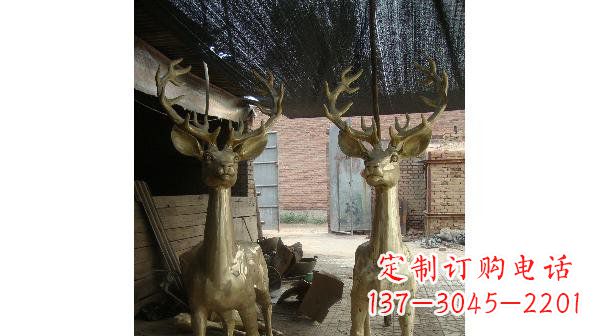 聊城铜雕小鹿公园动物雕塑 (2)