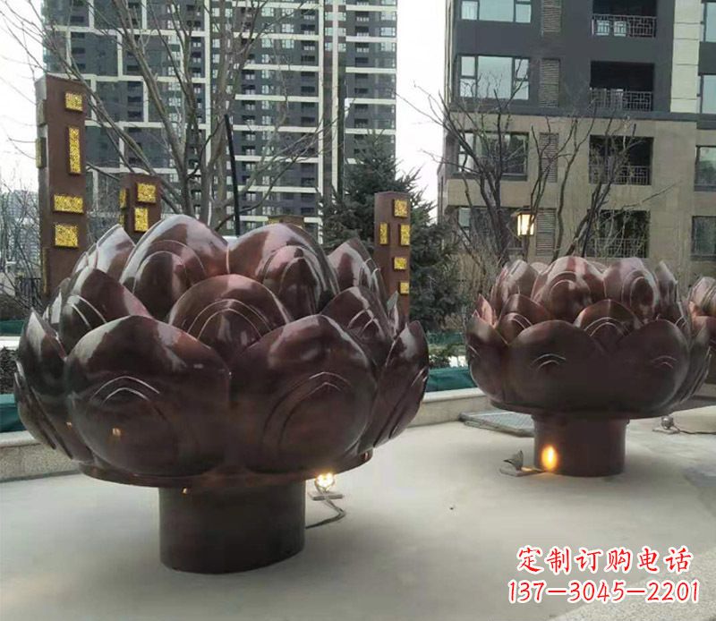 聊城铜雕小区景观荷花