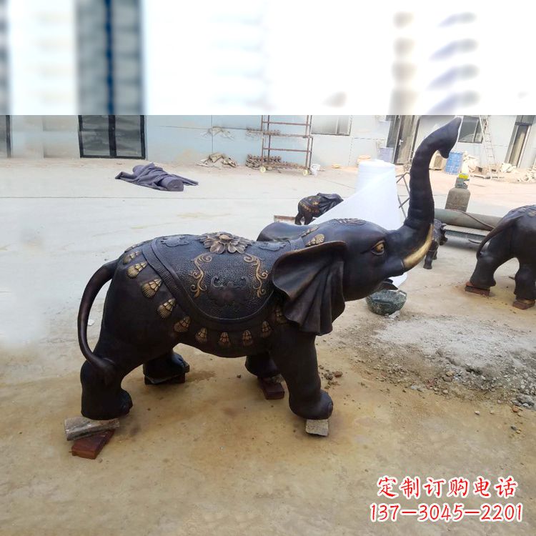 聊城铜雕小象雕塑摆件
