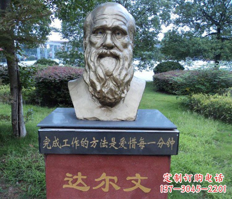 聊城铜雕校园达尔文肖像雕塑