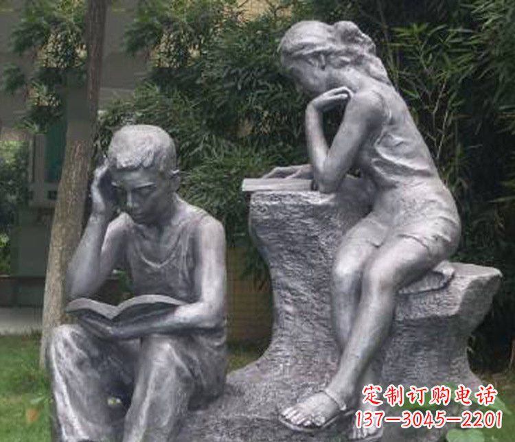 聊城铜雕校园读书学生摆件