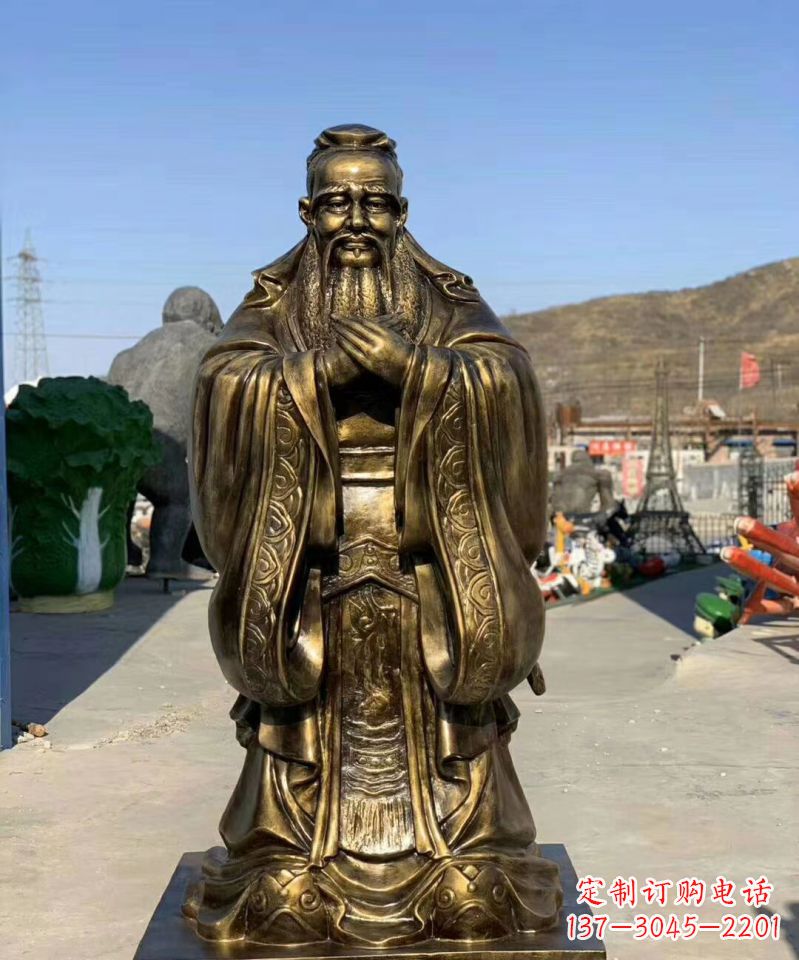 聊城铜雕学校孔子人物雕塑