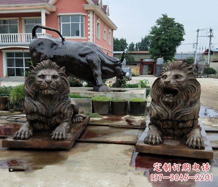 聊城铜雕银行门口狮子雕塑摆件