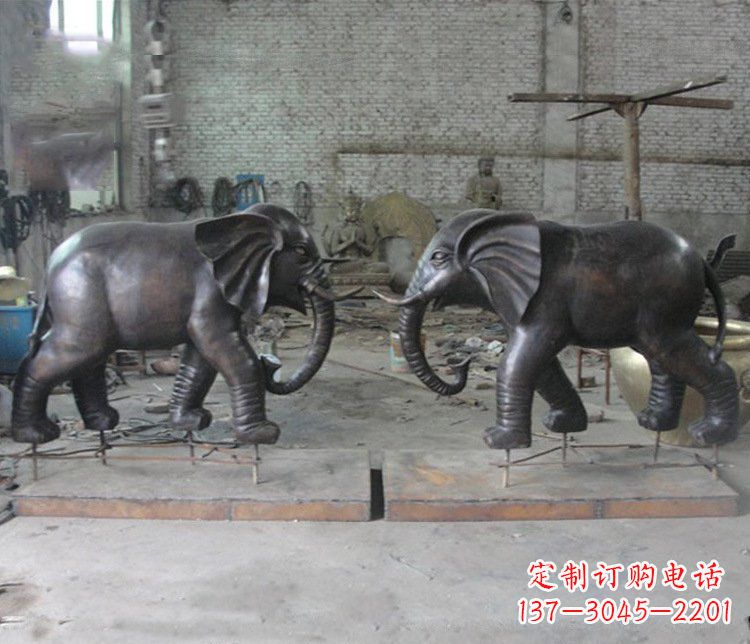 聊城铜雕园林动物大象雕塑 (2)