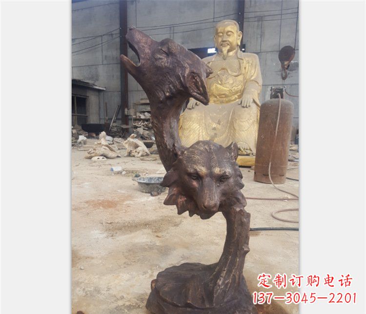 聊城铜雕园林金钱豹动物雕塑