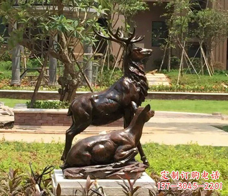 聊城铜雕园林梅花鹿雕塑摆件